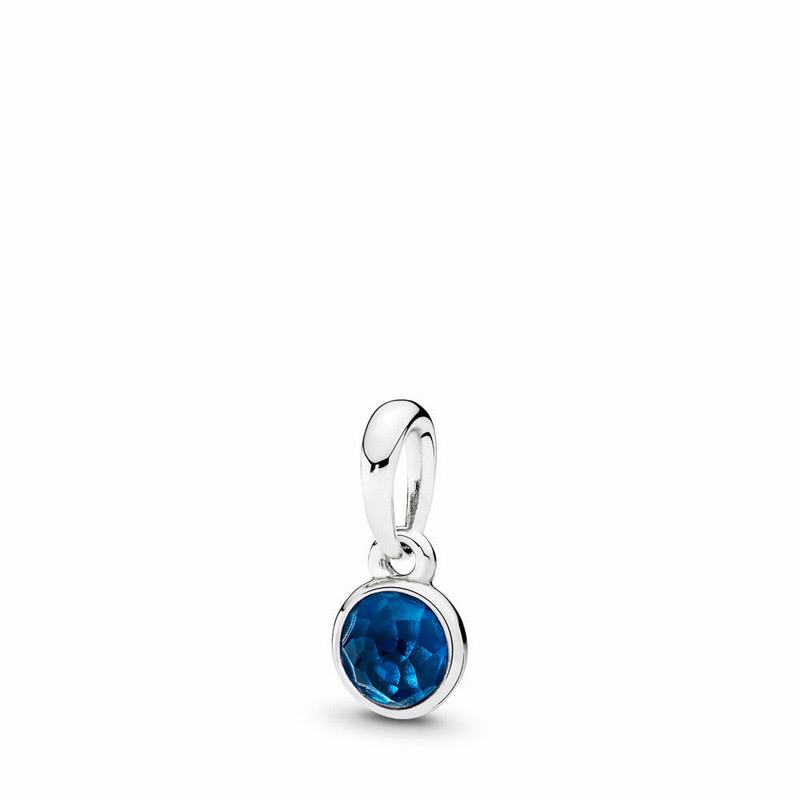 Pandora December Droplet Pendant Ireland - Sterling Silver/Blue/Crystal - 412750CKP